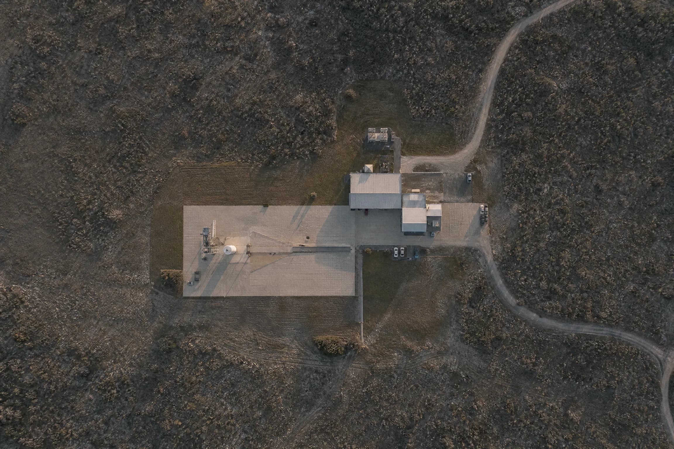 Aerial view of the Unmanned Industries facility and test range